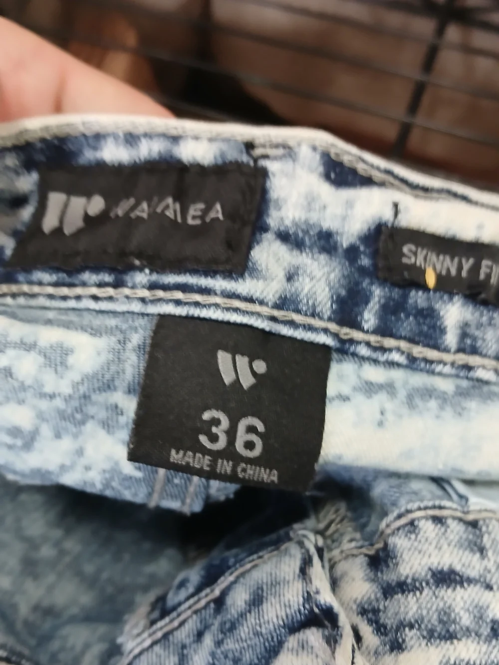 Men's Acid-Wash Jean Shorts with Blue Flame Detail
